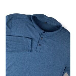 LULULEMON Mens Long Sleeve Polo Shirt XL Blue Collared Casual Button Performance